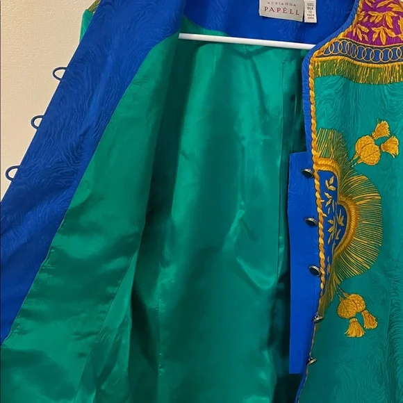 Adrianna Papell Vintage Silk Printed Buttoned Blouse‎ and Skirt Set Size 10 - Picture 3 of 11